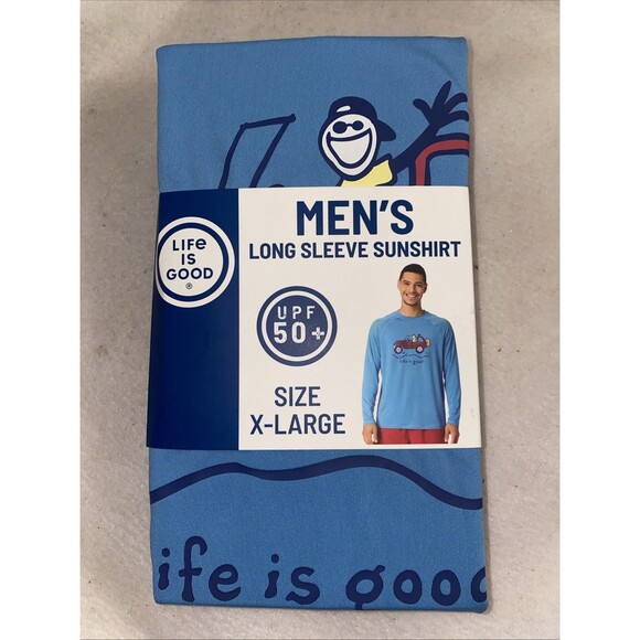LIFE IS GOOD Rash guard UPF50+ Cycle Surf Swim Long Sleeve Shirt Men XL Jeep New - Picture 1 of 6